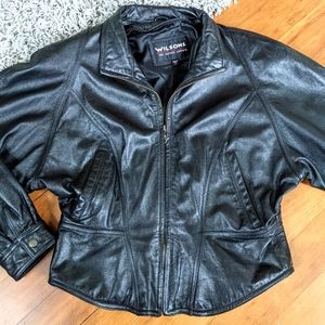Vintage Wilsons Leather jacket black leather jacket retro 90s Large